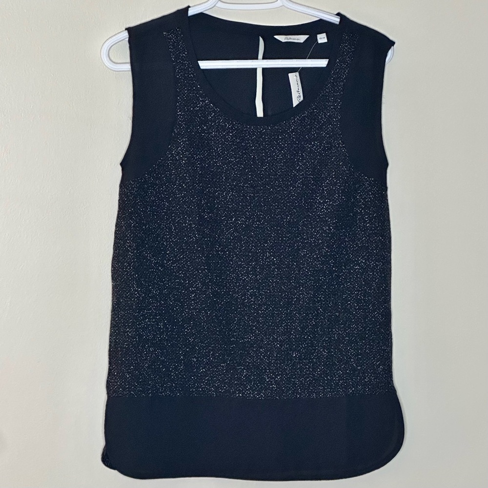 Black Sleeveless Glitter and Chiffon Top XS
